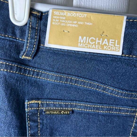 NWT Michael Kors Jeans Women’s Size 14 Selma Bootcut High Rise Gold Buttons - Picture 9 of 13
